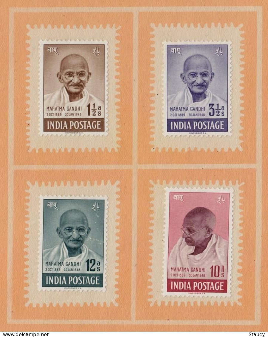 India 1948 Mahatma Gandhi Mourning 4v SET MOURNING ISSUE BOOKLET, MINT, UNCANCELLED, As Per Scan - Covers & Documents