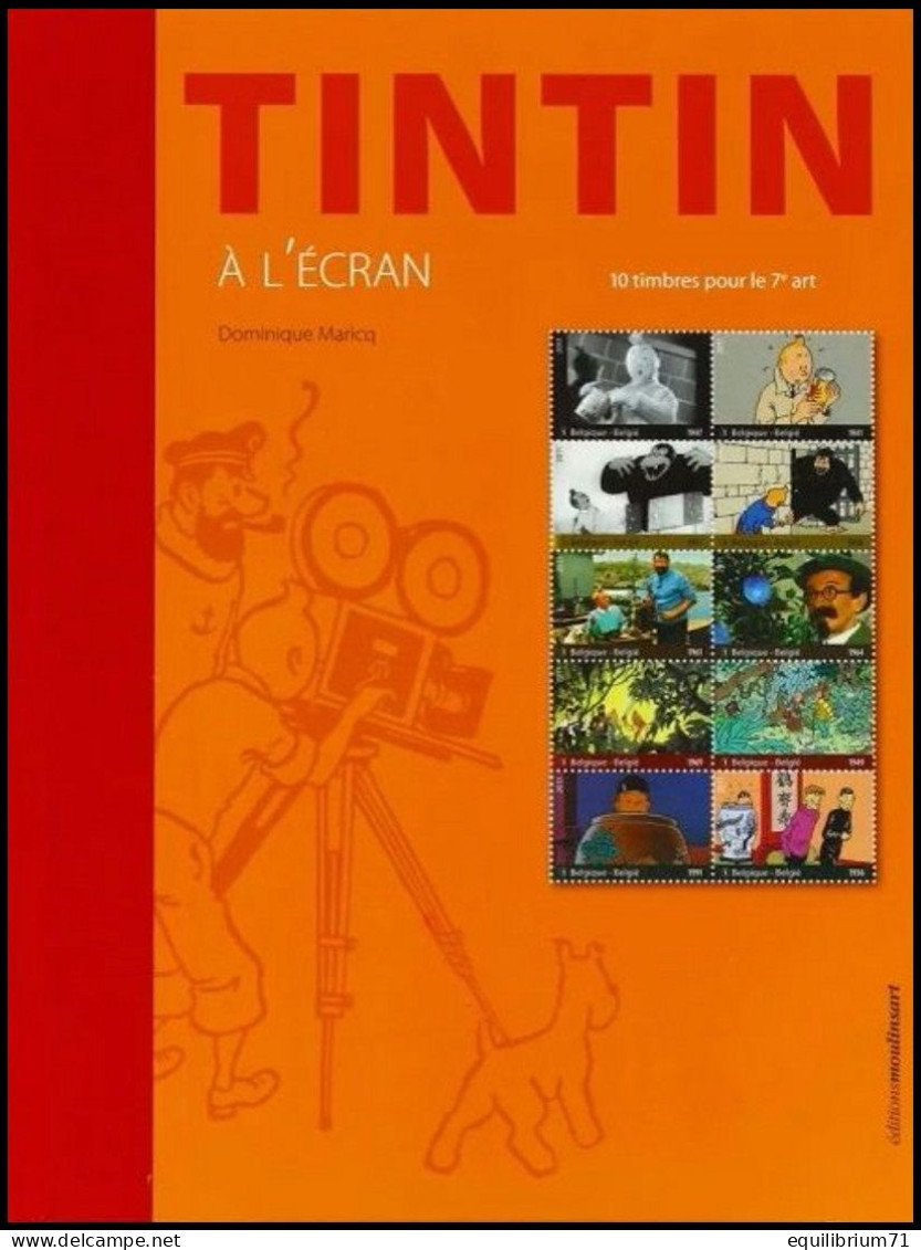 Tintin à L'écran - Édition Limitée / Beperkte Editie - Revêtu Du Feuillet De 10 Timbres Cachet Pré-vente - Philabédés (comics)