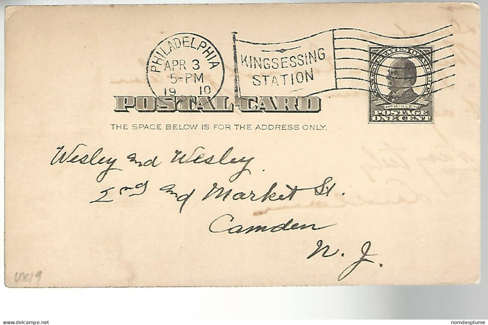 52944 ) USA Postal Stationery Philadelphia Postmark 1910 - 1901-20