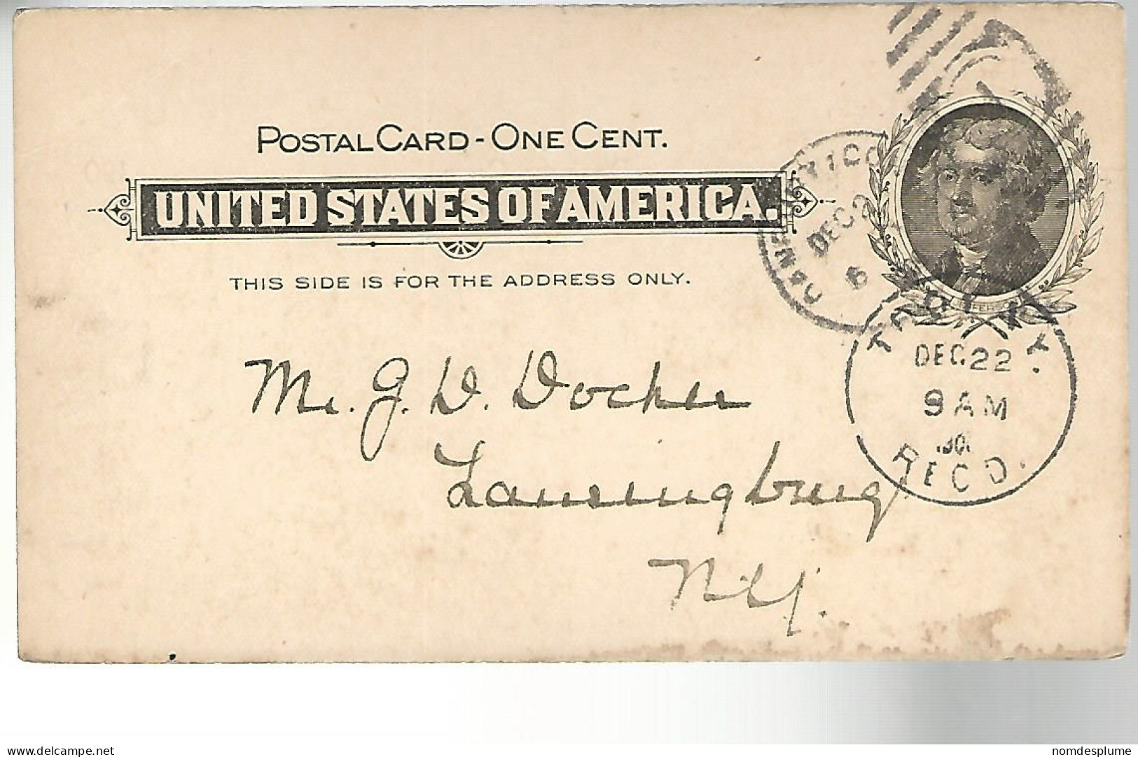 52960 ) USA Postal Stationery Troy Danbury Postmarks Duplex 1900 - ...-1900