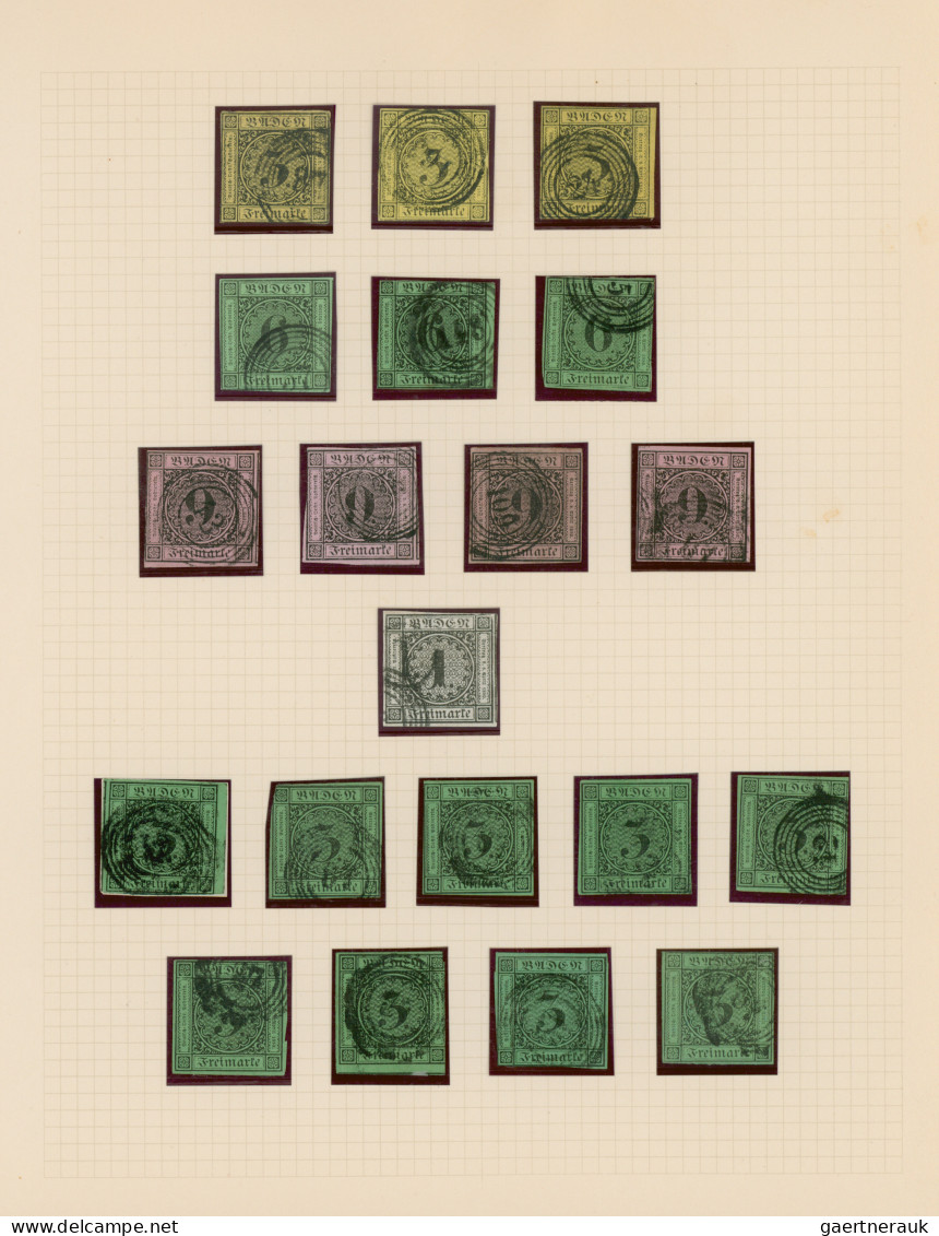 Baden - Marken Und Briefe: 1851/1868, Gestempelte Sammlung Von Ca. 96 Marken, Sa - Autres & Non Classés