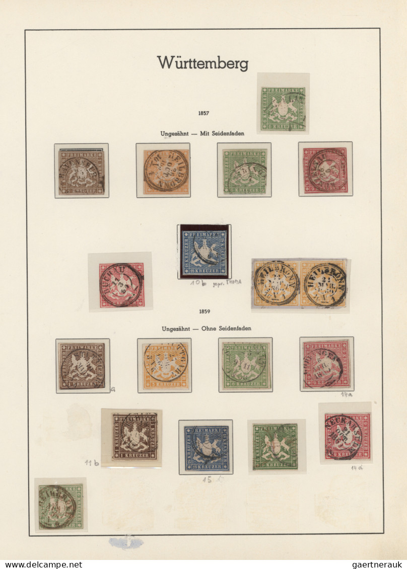 Württemberg - Marken Und Briefe: 1851/1923, Fast Nur Gestempelte Sammlung Auf Le - Autres & Non Classés