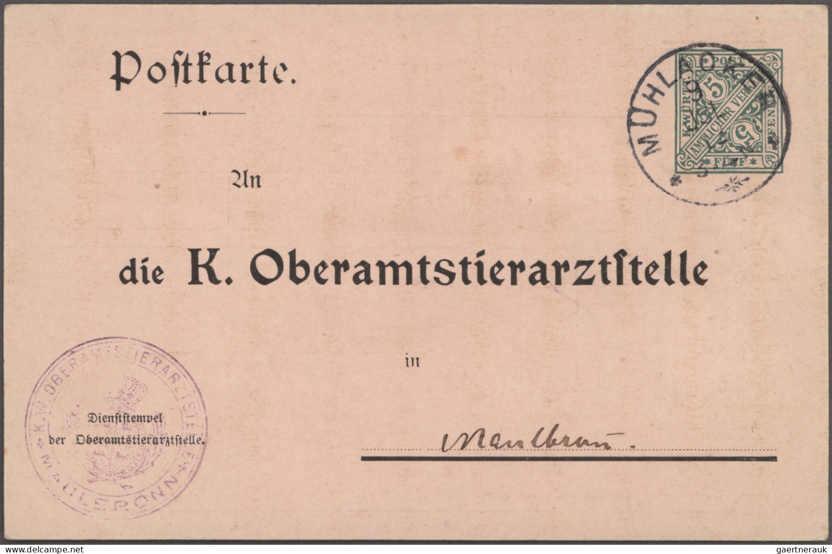 Württemberg - Ganzsachen: 1893/1919, Sammlung Von 46 Dienstganzsachen (davon 32 - Autres & Non Classés