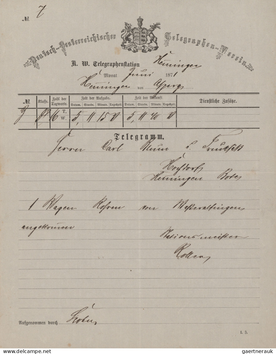 Württemberg - Besonderheiten: 1872/1925, Posten Von Ca. 20 Telegrammen Teils Noc - Autres & Non Classés