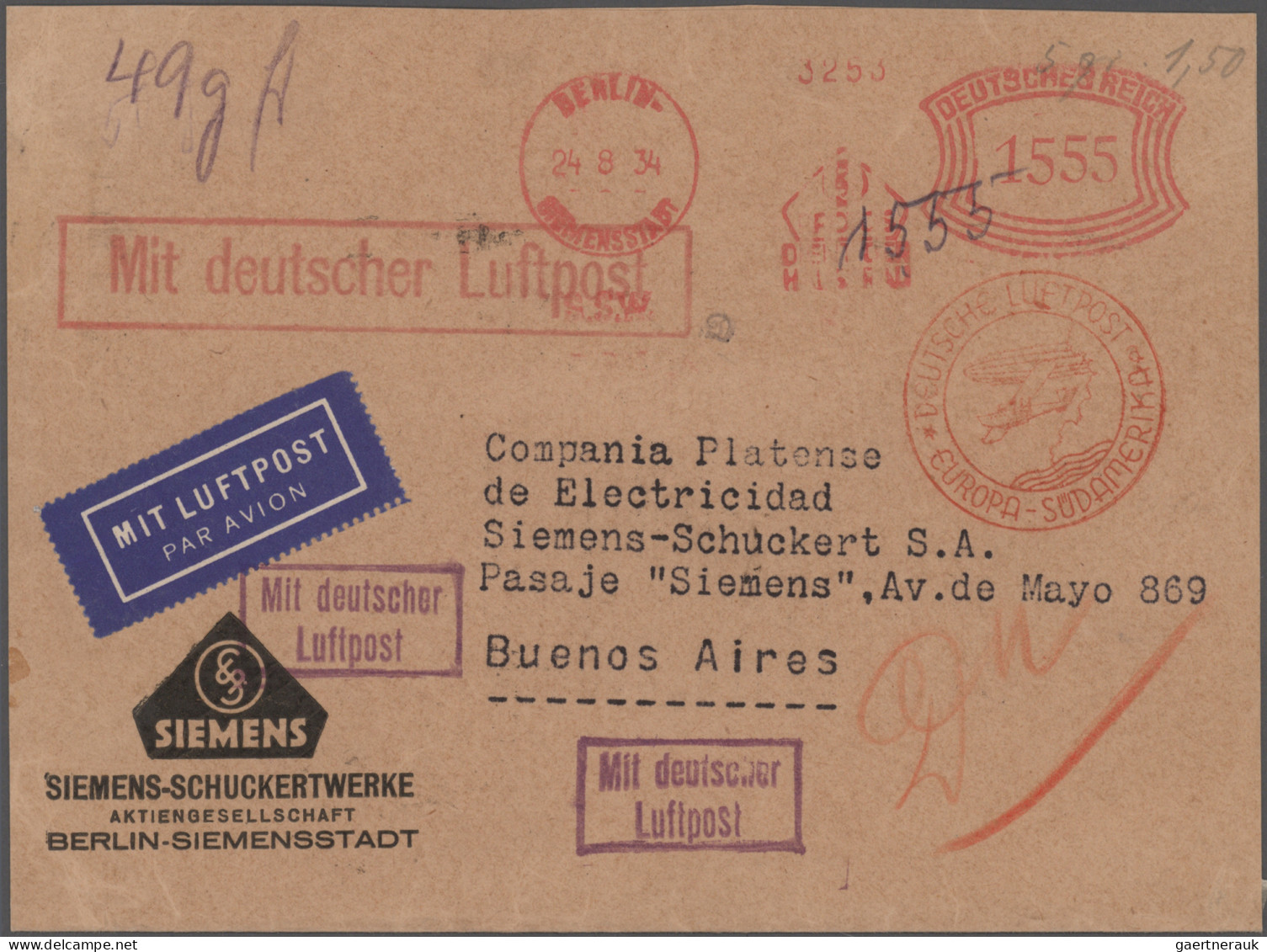 Deutsches Reich: 1933/1943, Destination ARGENTINIEN, Außergewöhnliche Sammlung V - Verzamelingen