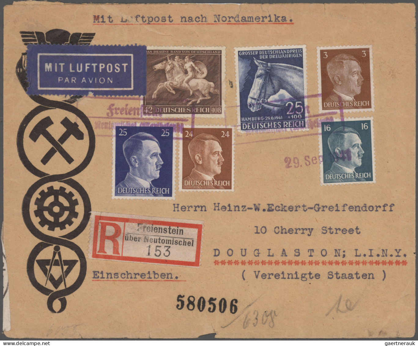 Deutsches Reich: 1929/1941, Destination USA, Sammlung Von 34 Briefen Und Karten, - Verzamelingen