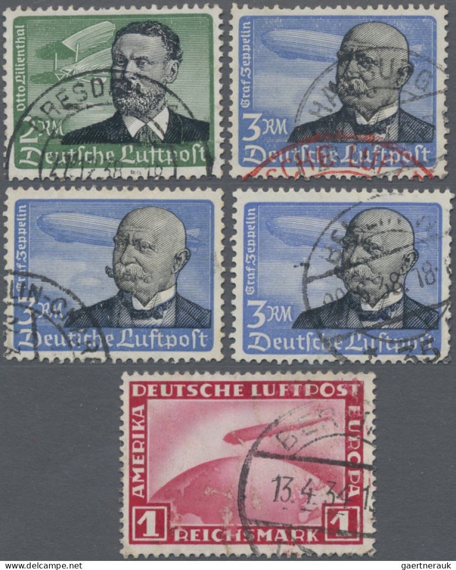 Deutsches Reich - 3. Reich: 1934 Flugpostmarken: Reichhaltiger Posten Von Gebrau - Oblitérés