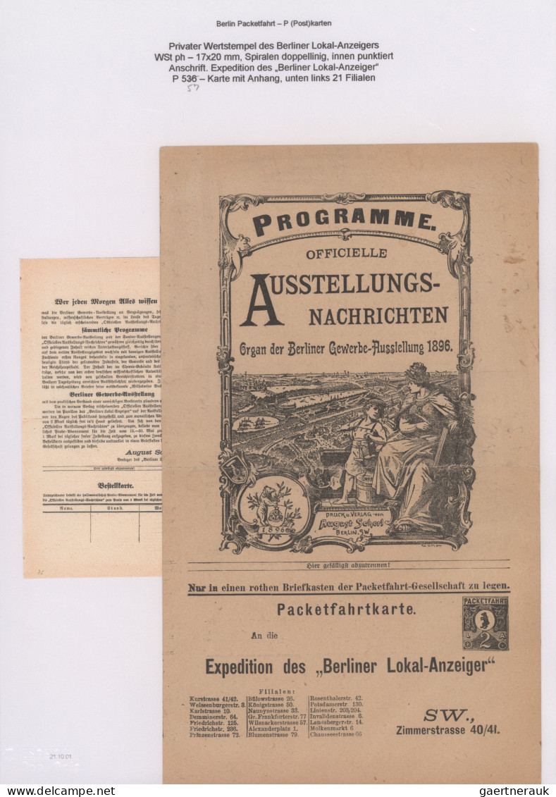 Deutsches Reich - Privatpost (Stadtpost): 1884/1929 "Berliner Paketfahrt": Umfan