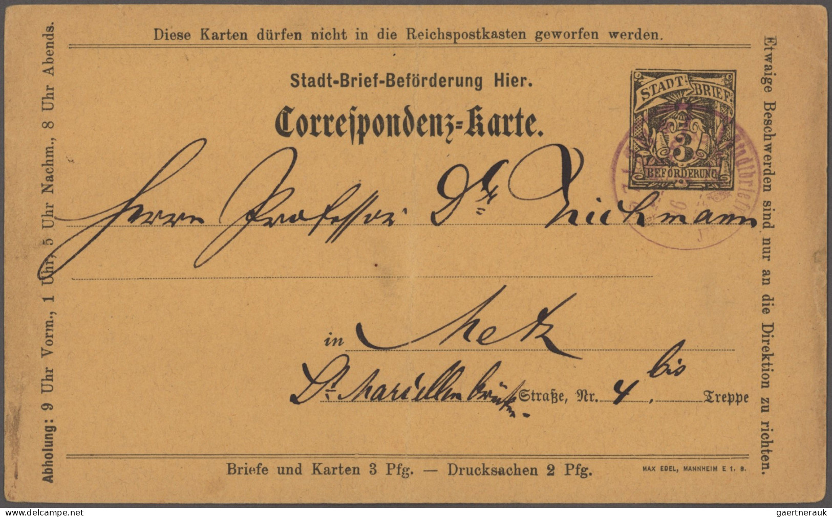 Deutsches Reich - Privatpost (Stadtpost): 1886/1896, METZ/ Privat-Brief-Verkehr - Privatpost