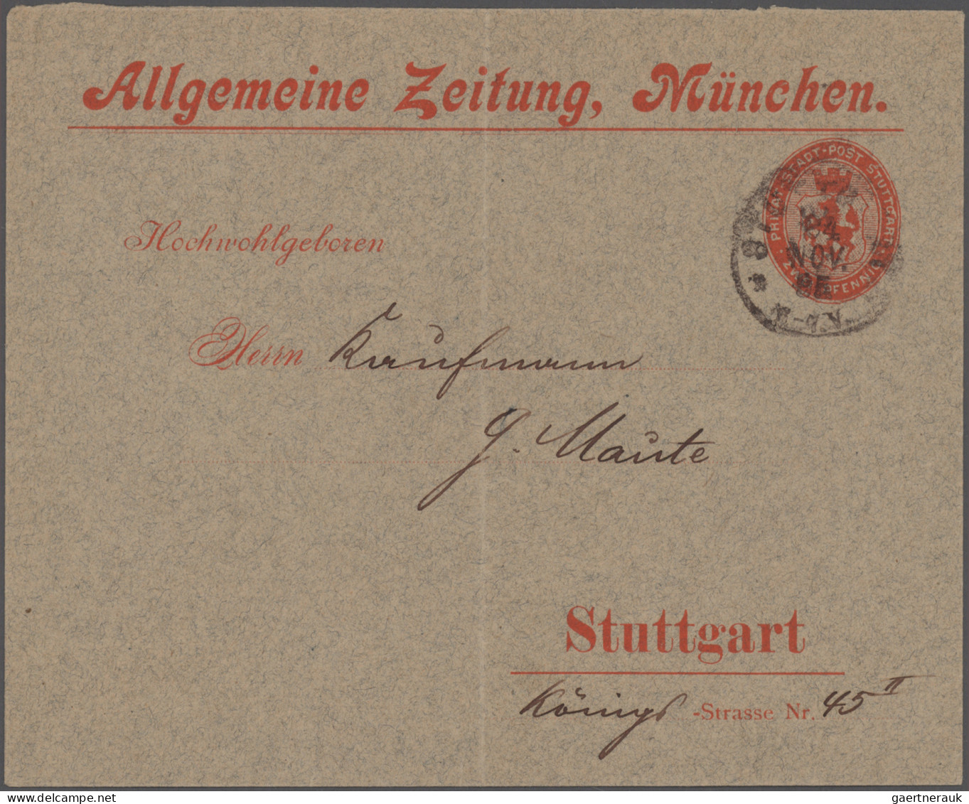 Deutsches Reich - Privatpost (Stadtpost): 1886/1898, STUTTGART, saubere umfangre