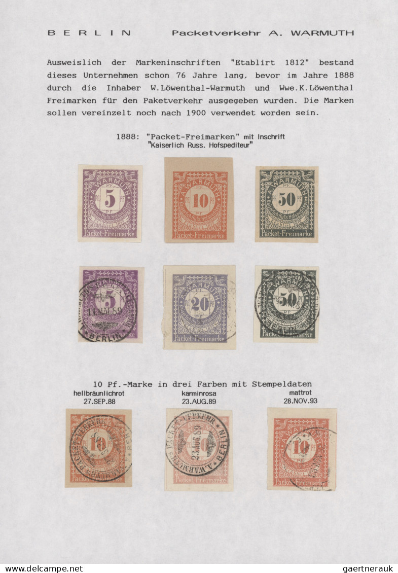 Deutsches Reich - Privatpost (Stadtpost): 1886/1900, BERLIN/Boteninstitut, Brief