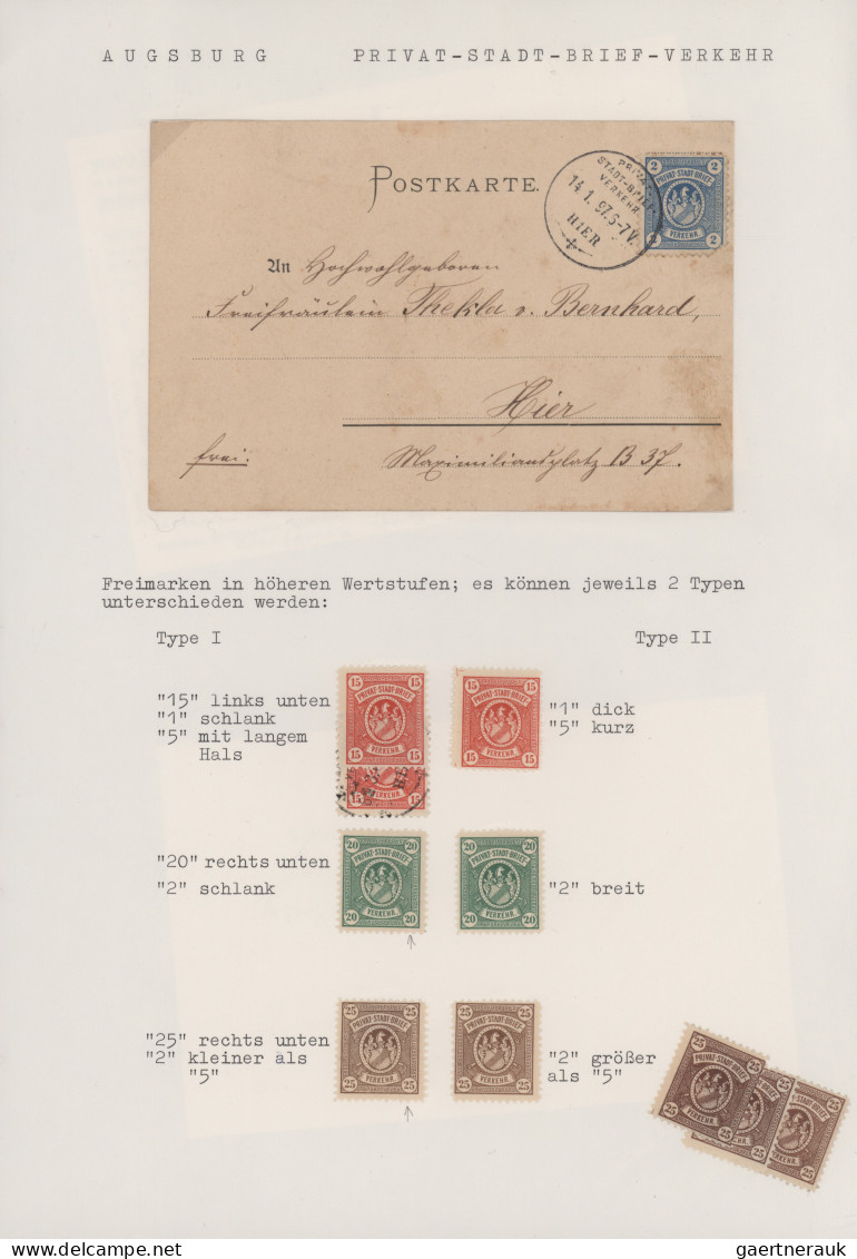 Deutsches Reich - Privatpost (Stadtpost): 1896/1897, AUGSBURG, Saubere Sammlung - Postes Privées & Locales