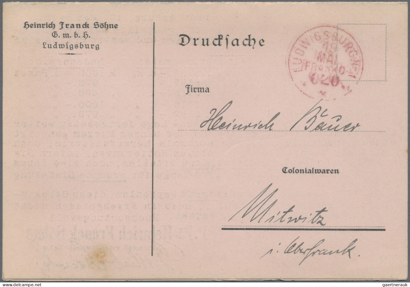 Deutsches Reich - Franco-Stempel: 1911/1943, Francostempel/Gebühr Bezahlt, Parti - Maschinenstempel (EMA)