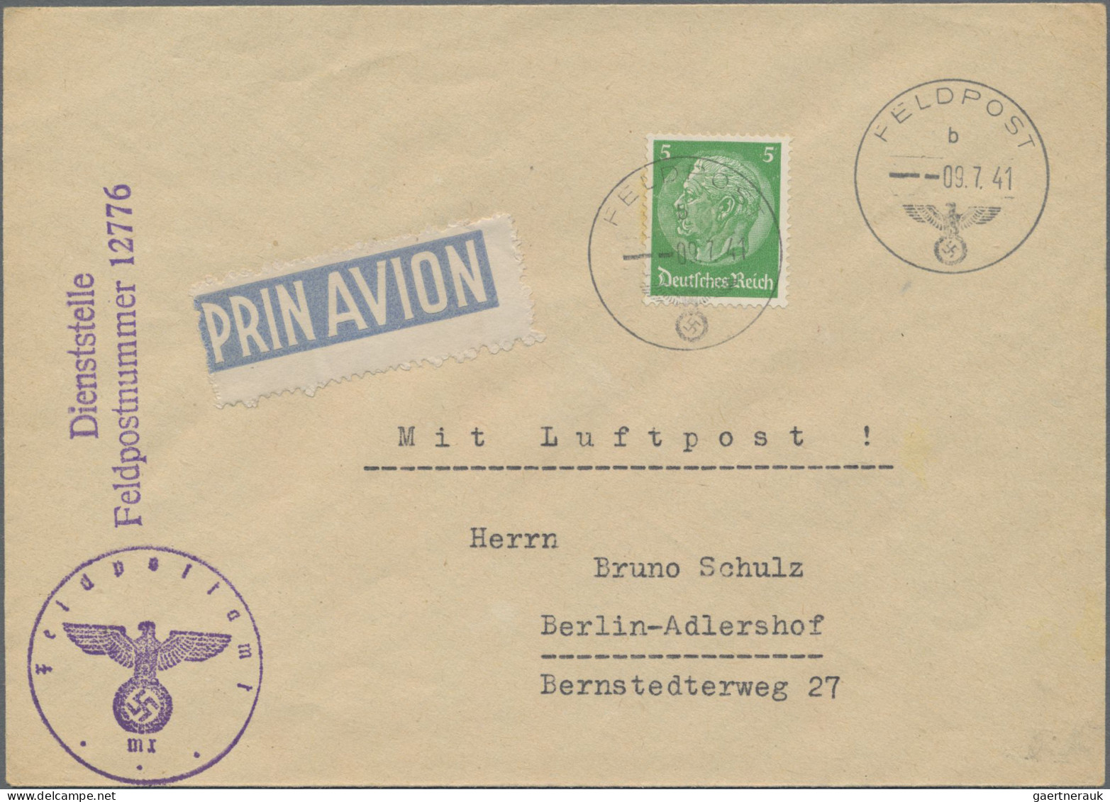 Feldpost 2. Weltkrieg: 1939/1943, Partie Mit U.a. 5 Pfg. Hindenburg Auf Luftpost - Other