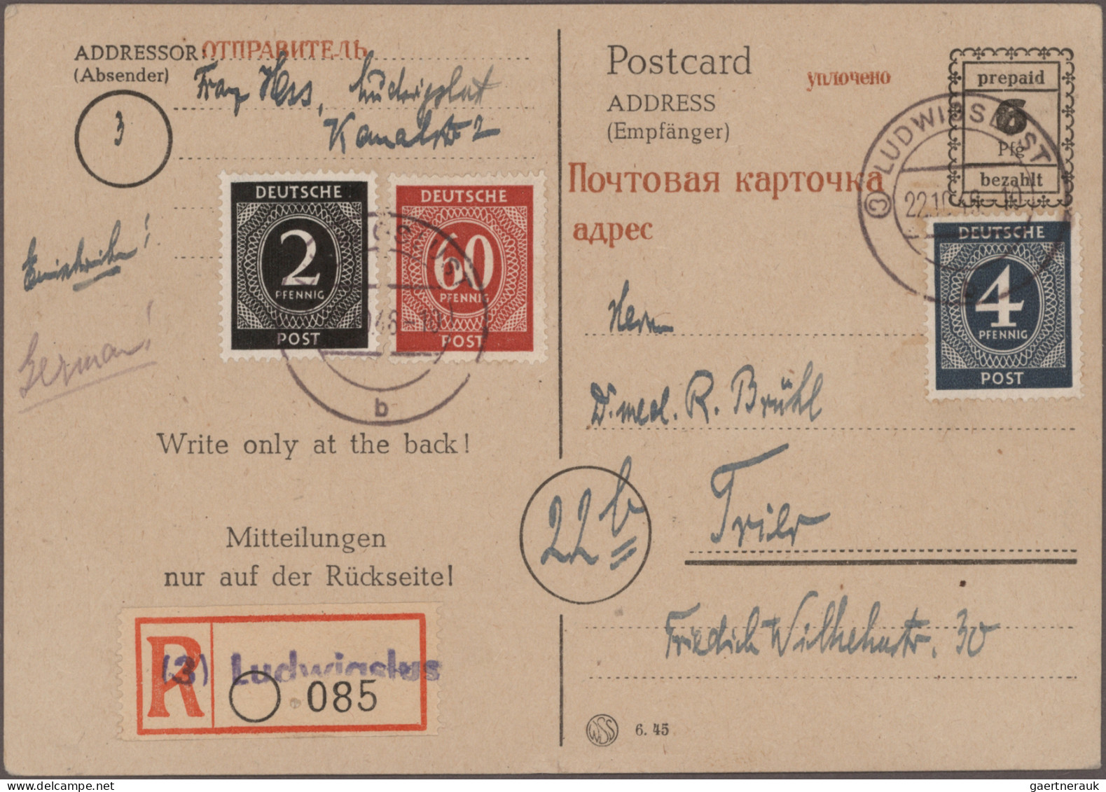 Deutschland Ab 1945 - Gebühr Bezahlt: 1945/1948, Sammlung Von Ca. 70 Briefen Und - Sonstige & Ohne Zuordnung