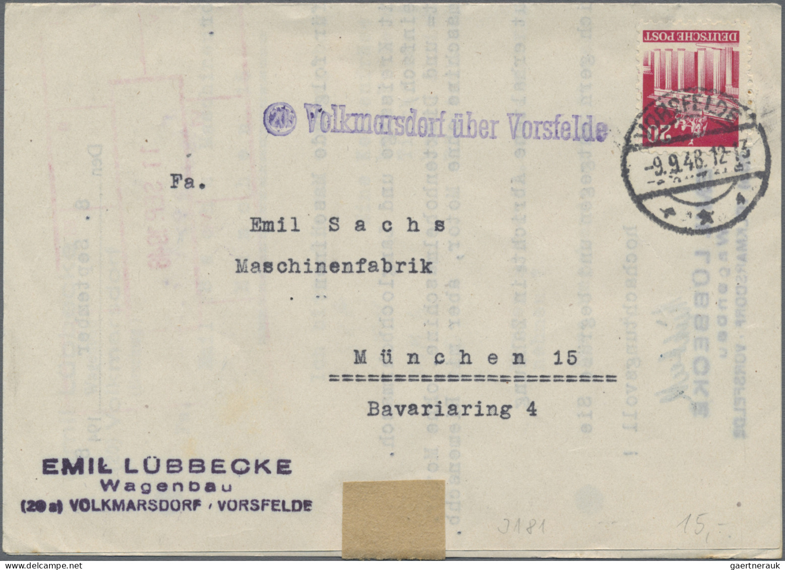 Deutschland Ab 1945 - Gebühr Bezahlt: 1948/1951, 47 Belege Mit Bauten-Serie Mit - Sonstige & Ohne Zuordnung