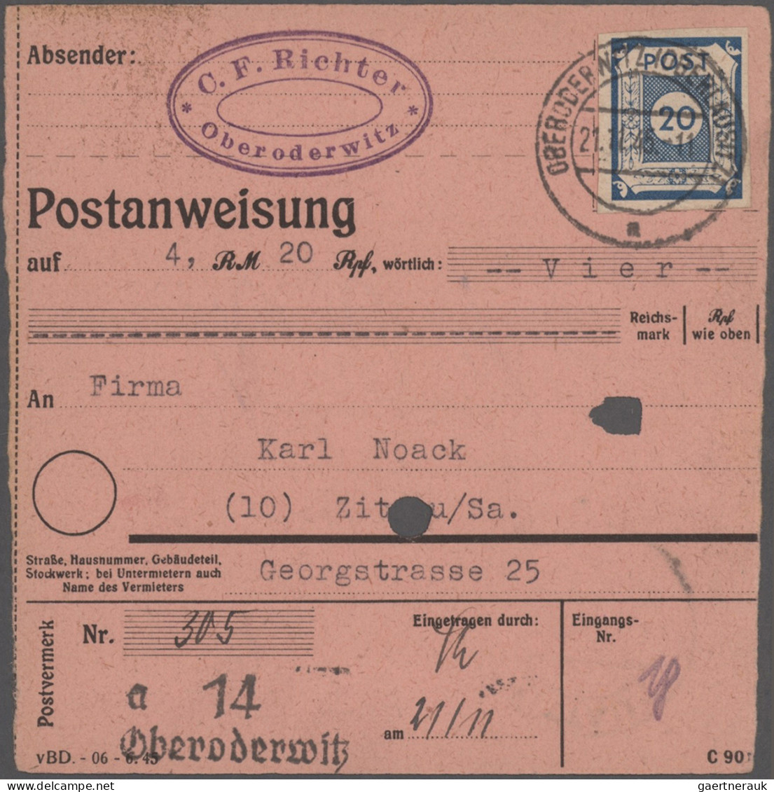 Sowjetische Zone - Ost-Sachsen: 1945, Freimarken Ziffern, Partie Von Zwölf Posta - Sonstige & Ohne Zuordnung