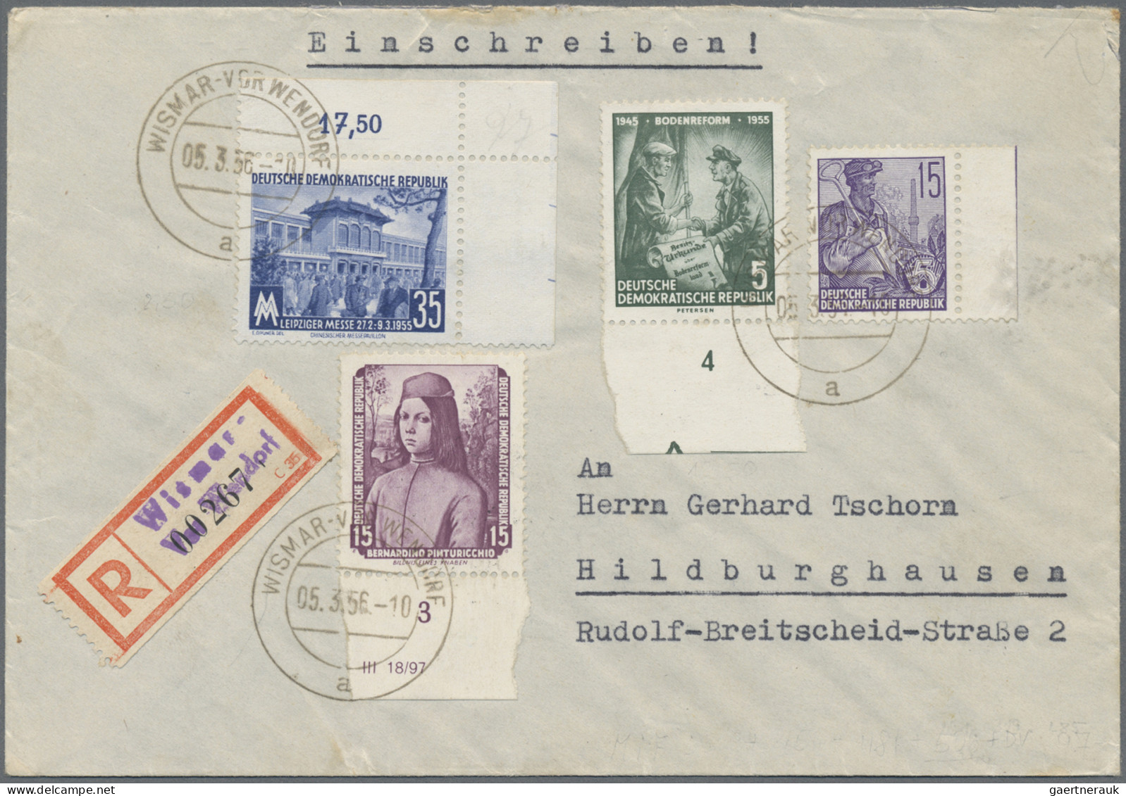 DDR: 1950/1962, Partie von 25 Briefen und Karten mit interessanten Frankaturen d