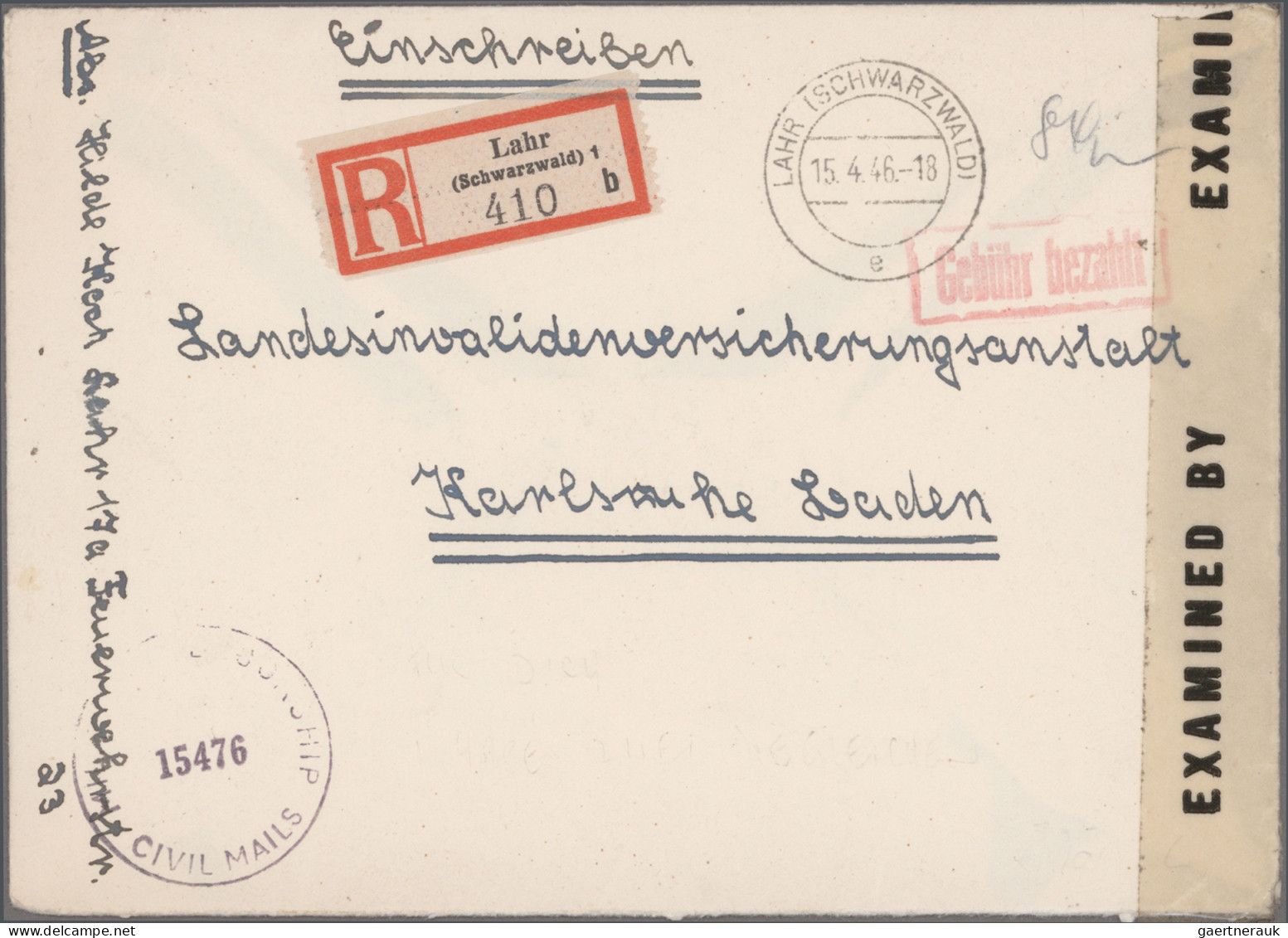 Französische Zone - Baden: 1945/1947, Saubere Sammlung Von 85 Briefen Und Karten - Other & Unclassified