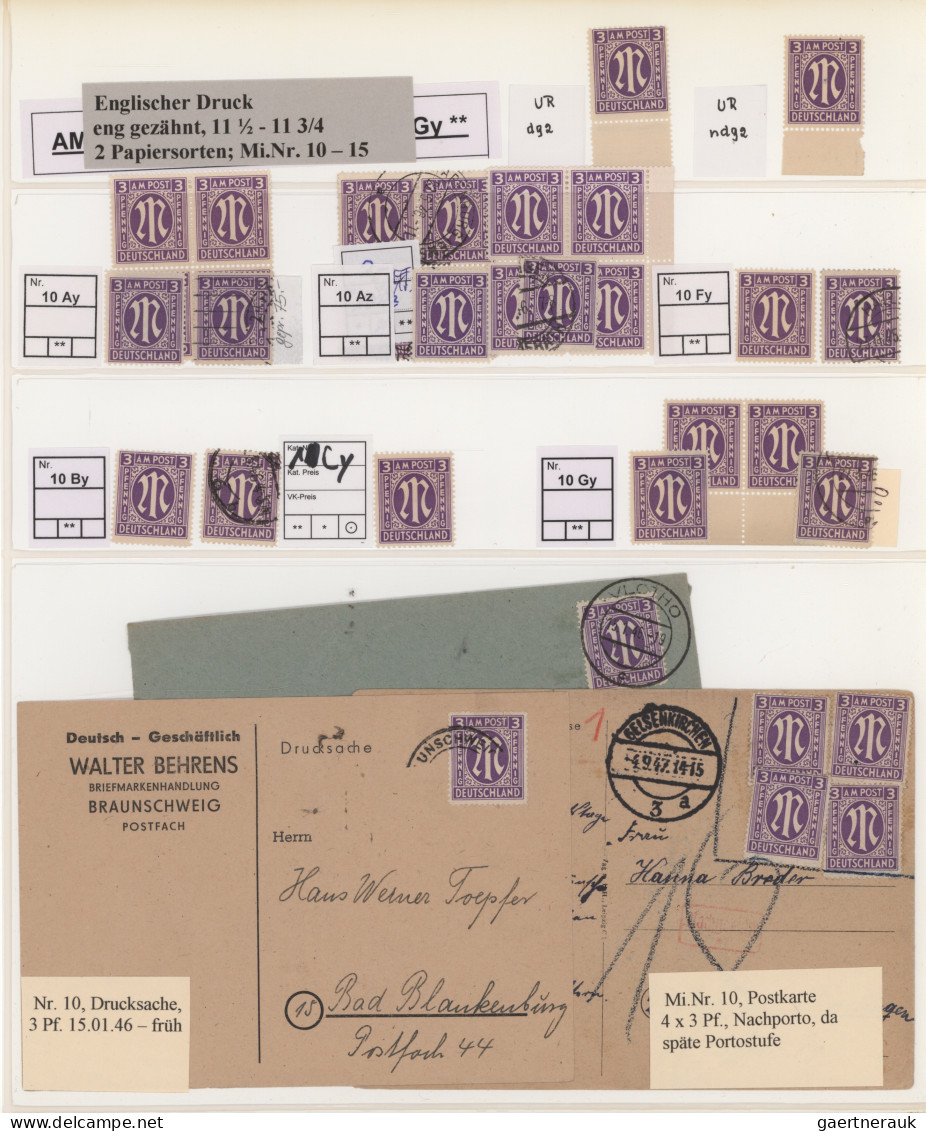 Bizone: 1945, AM-Post Britischer Druck, Umfassende Spezialsammlung Von über 700 - Sonstige & Ohne Zuordnung