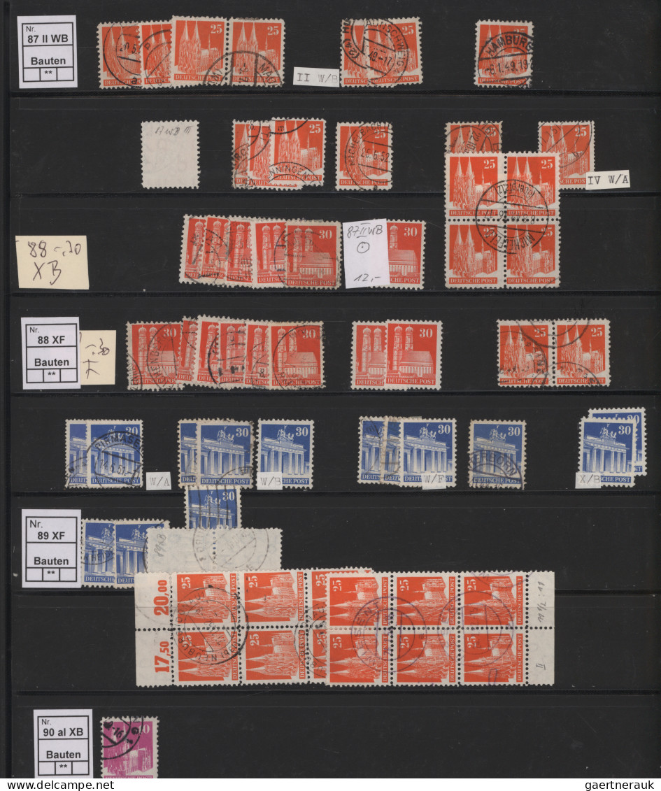 Bizone: 1948/1952, BAUTEN, umfangreicher Spezial-Sammlungsbestand in zwei Ringbi