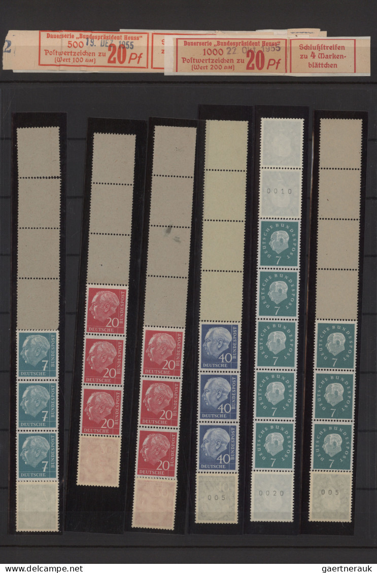 Bundesrepublik - Rollenmarken: 1954/1959, Heuss I-III Inkl. Lumo-Werte: Umfangre - Rolstempels