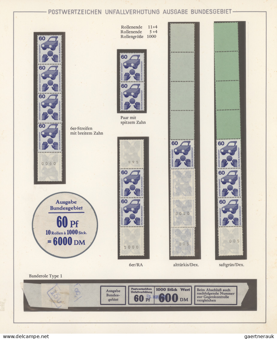 Bundesrepublik - Rollenmarken: 1971/1973, Unfallverhütung, Umfangreiche Speziali - Roller Precancels