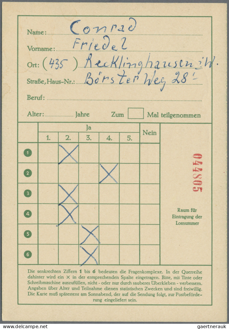 Bundesrepublik - Ganzsachen: 1959/1963, Funklotteriekarten, Saubere Partie Von 3 - Other & Unclassified