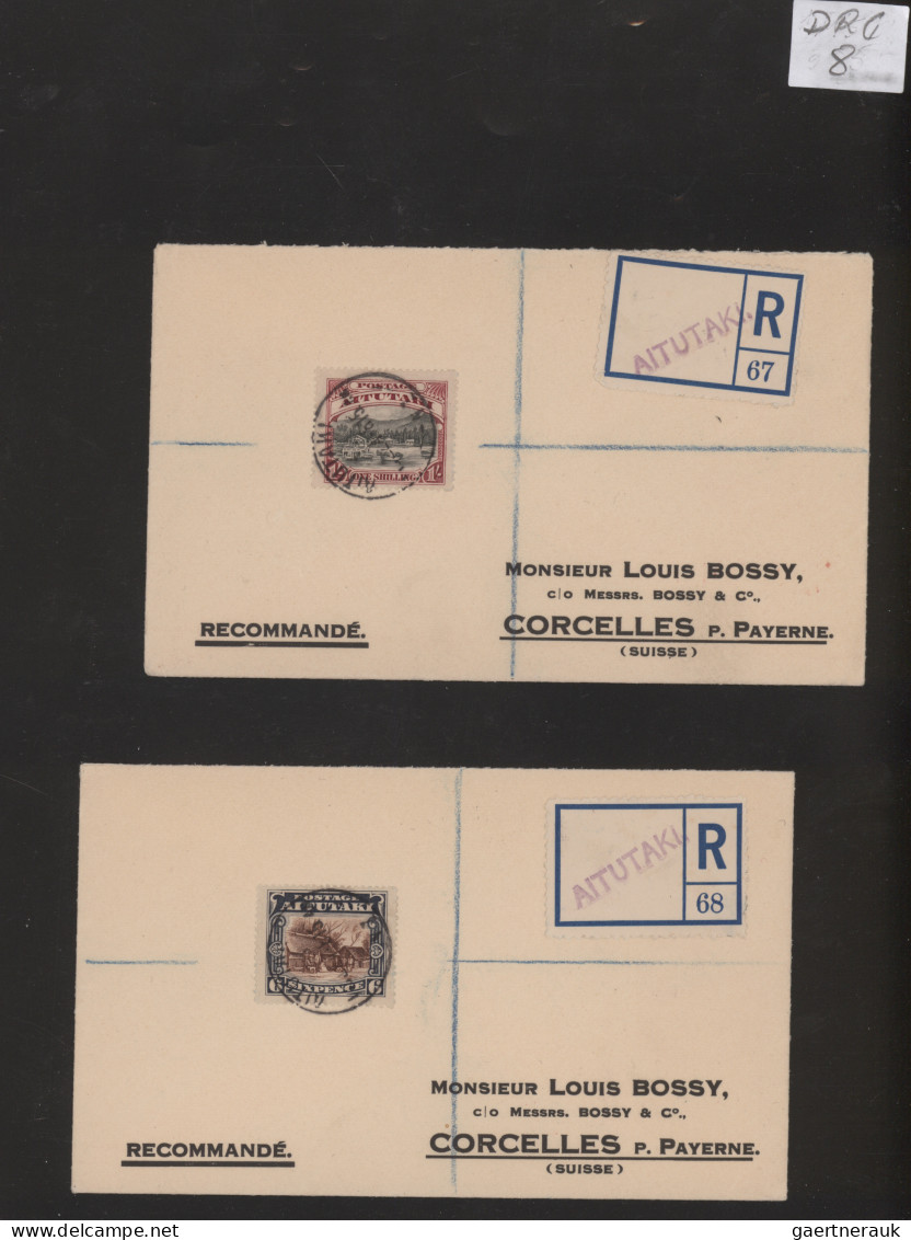 Cook Islands: 1903/1937, Small Lot Of Eight Registered Covers From AITUTAKI And - Islas Cook