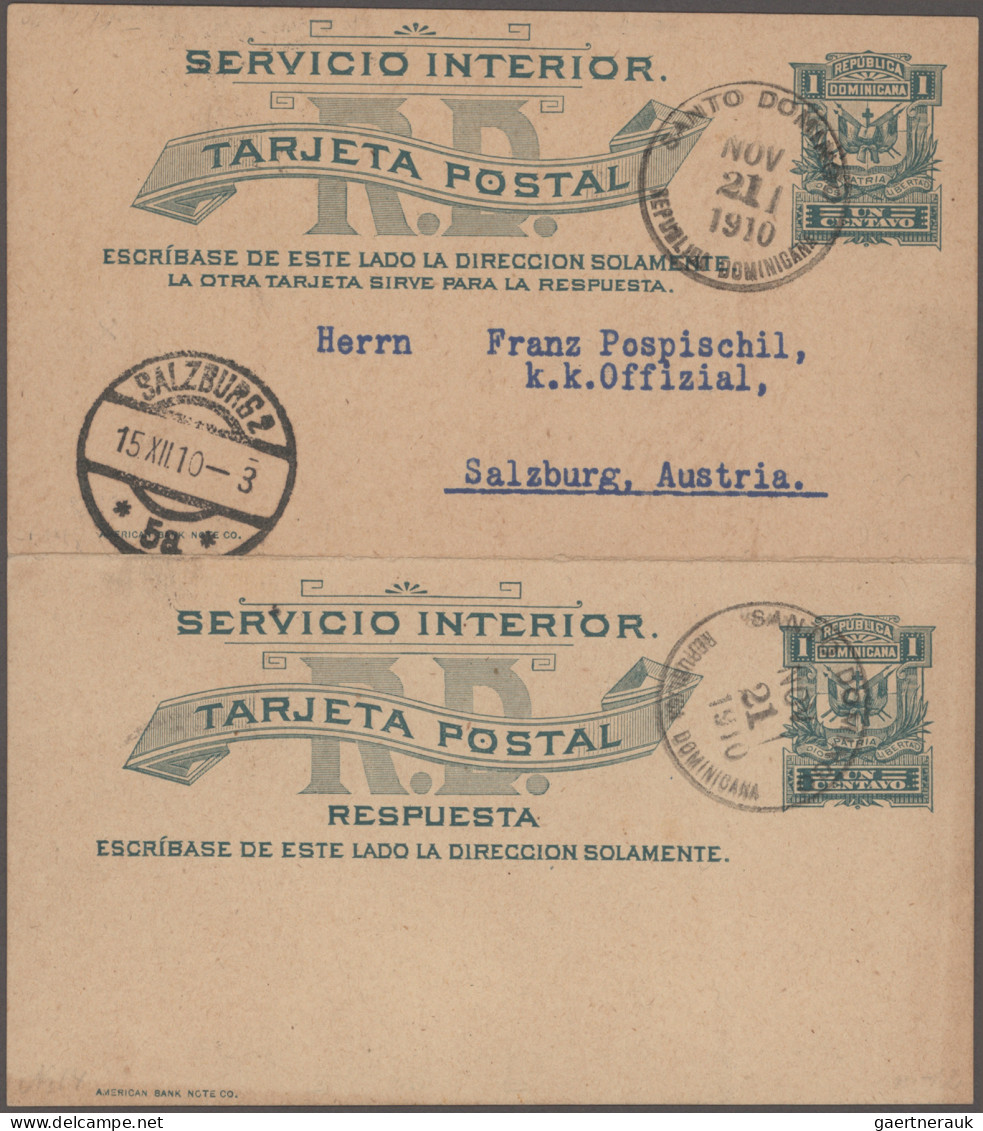 Dominican Republic - Postal Stationery: 1881/1910, Lot Of Five Stationeries: Thr - Dominikanische Rep.