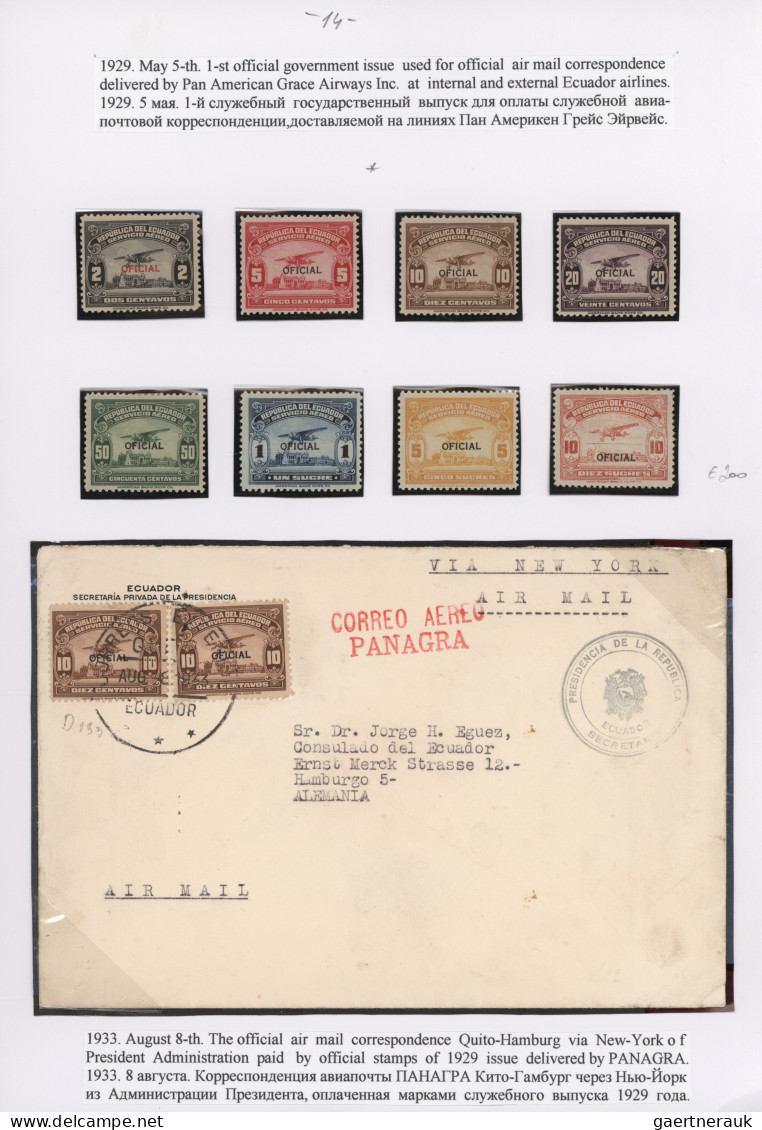 Ecuador: 1923/1980's "Air Mail Postage Stamps & Payment Of Correspondence XX Cen - Equateur