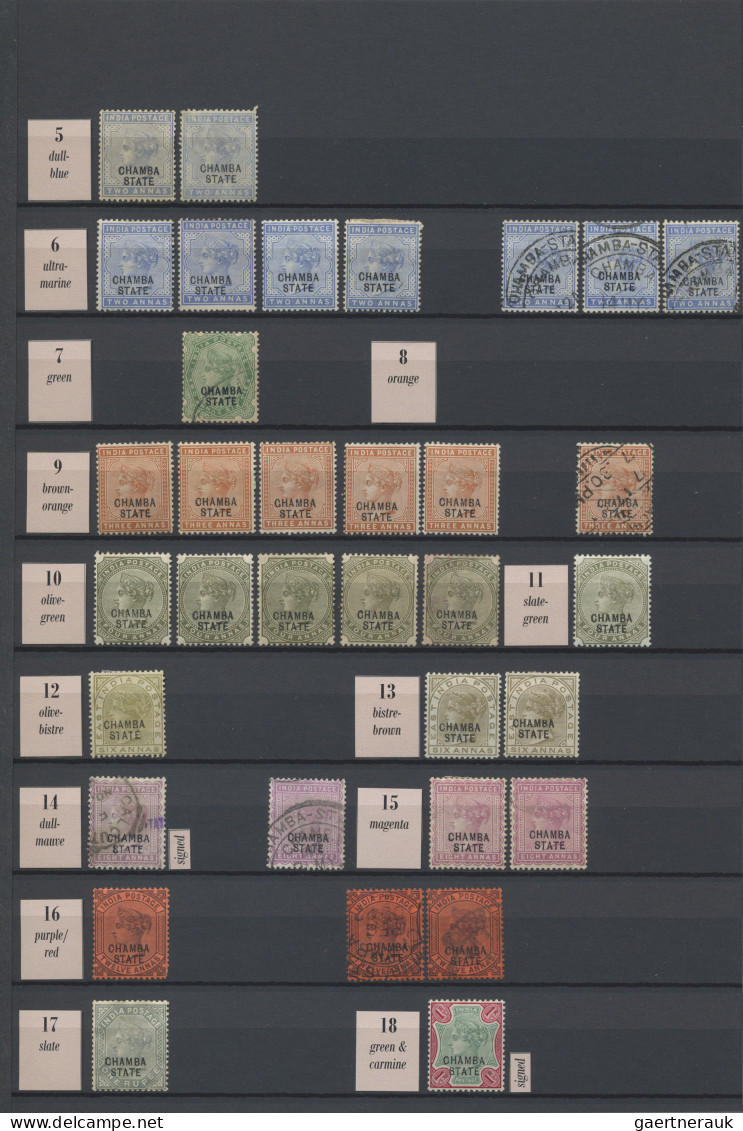 Chamba: 1887/1947 Mint And Used Collection Of About 500 Stamps Including Few Bet - Chamba