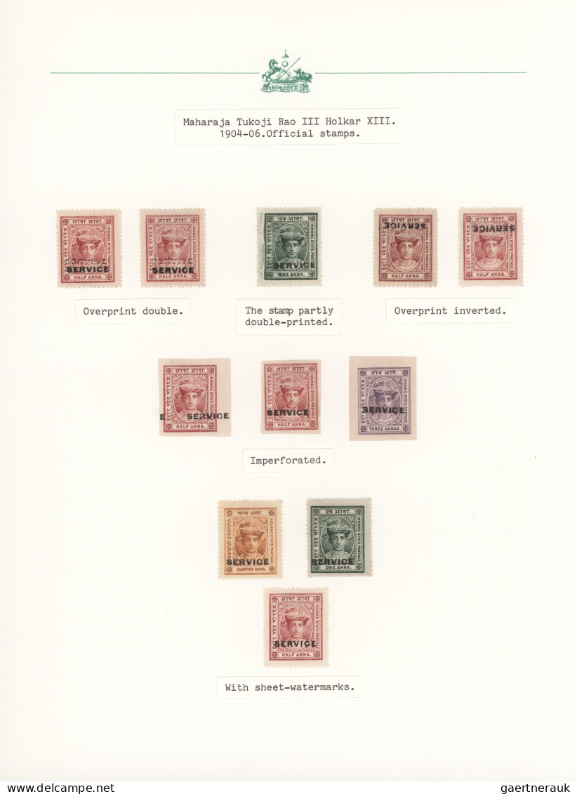 Indore: 1904/1920, Definitives "Maharaja Tukoji Rao Holkar III", Specialised Col - Sonstige & Ohne Zuordnung