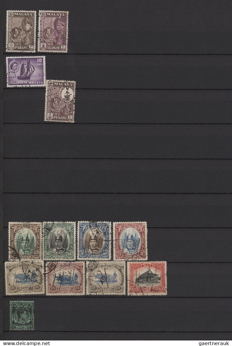 Malayan States - Straits Settlement: 1868/1961s, perfins and some security chops