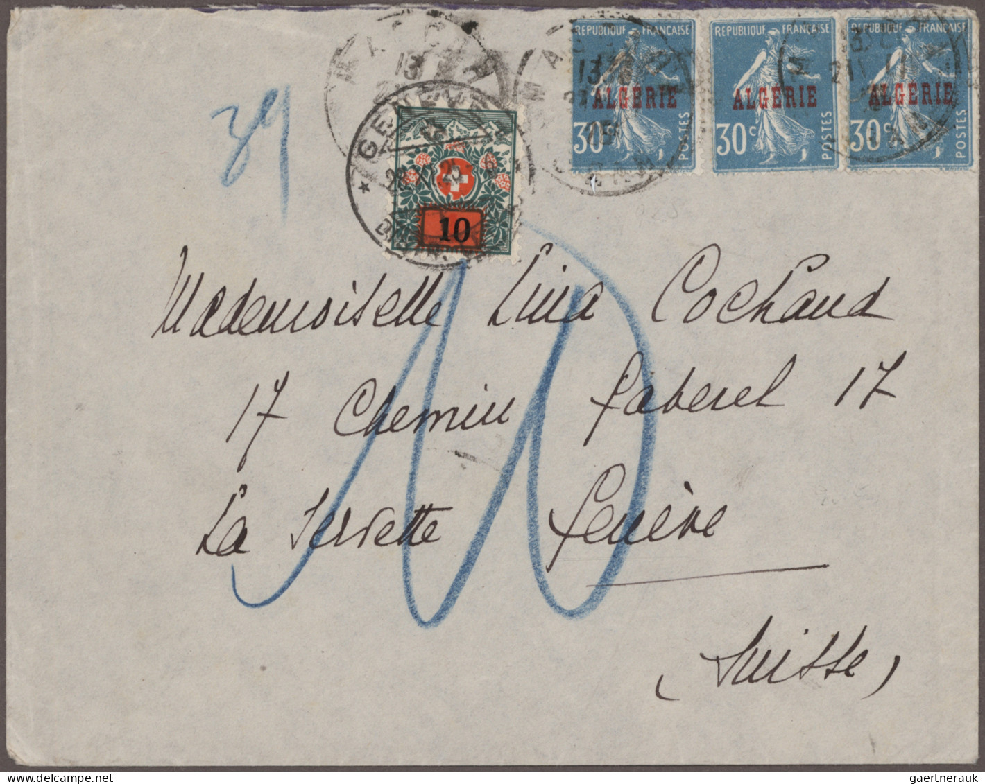 Algeria: 1901/1936: Small Collection Of 13 Covers, Picture Postcards And Postal - Briefe U. Dokumente