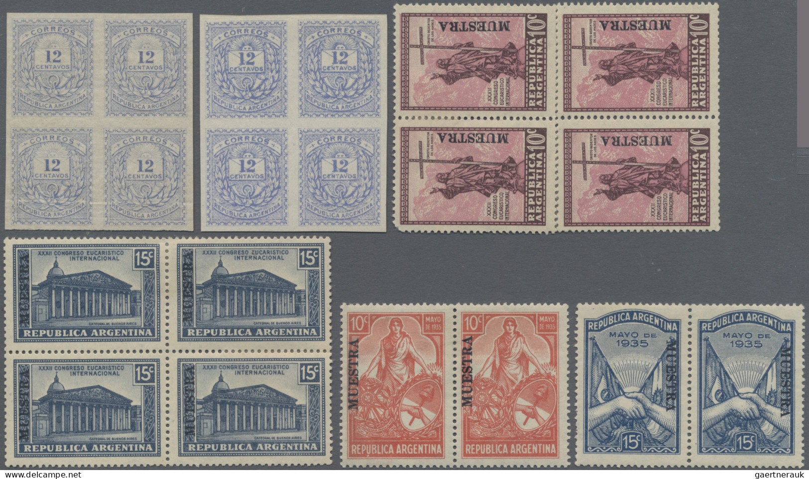 Argentina: 1885/1941 Group Of 40 Stamps Optd. "MUESTRA" (36) Or As Proofs, With - Sonstige & Ohne Zuordnung