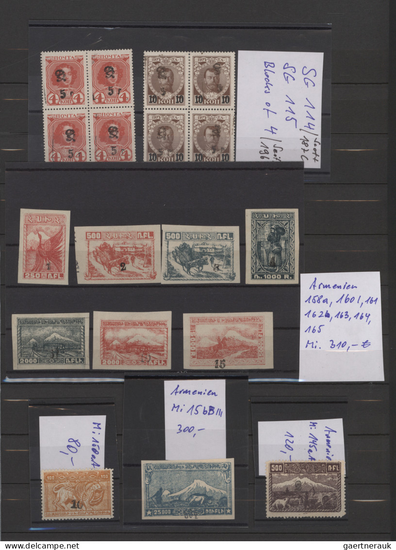 Armenia: 1919/1922 Group Of 44 Mint And Used Stamps, Several Overprinted Stamps - Arménie