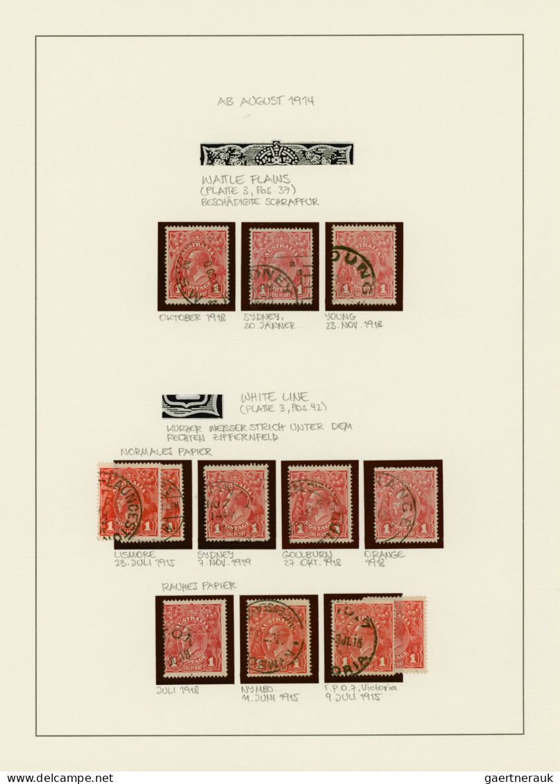 Australia: 1914/1919, 1d Red KGV (ACSC 71 & 72): PRINTING VARIETIES & SPECIALITI - Collections