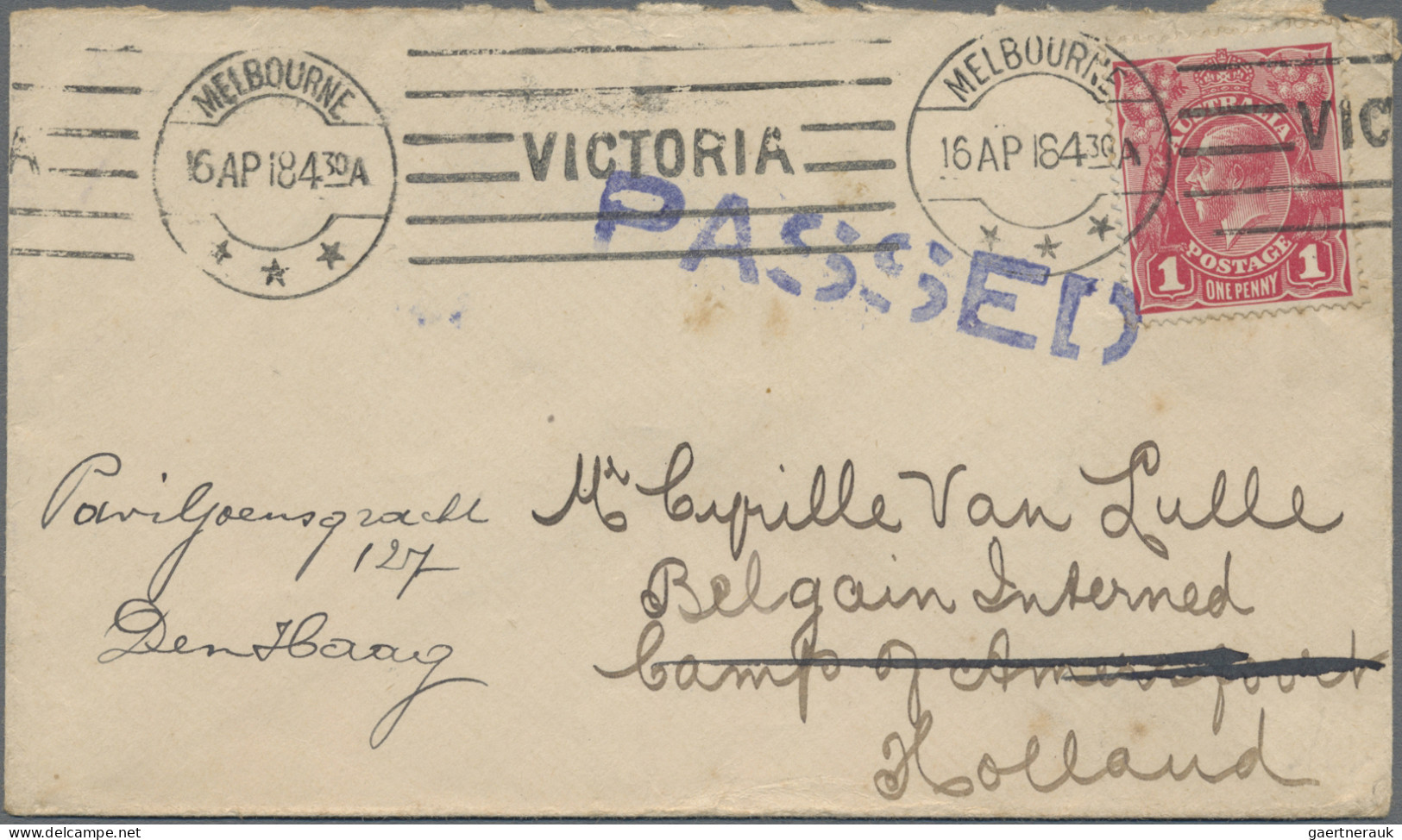 Australia: 1917/1918, 1d Red KGV (ACSC 71 & 72): POW MAIL, Very Interesting Sele - Sammlungen