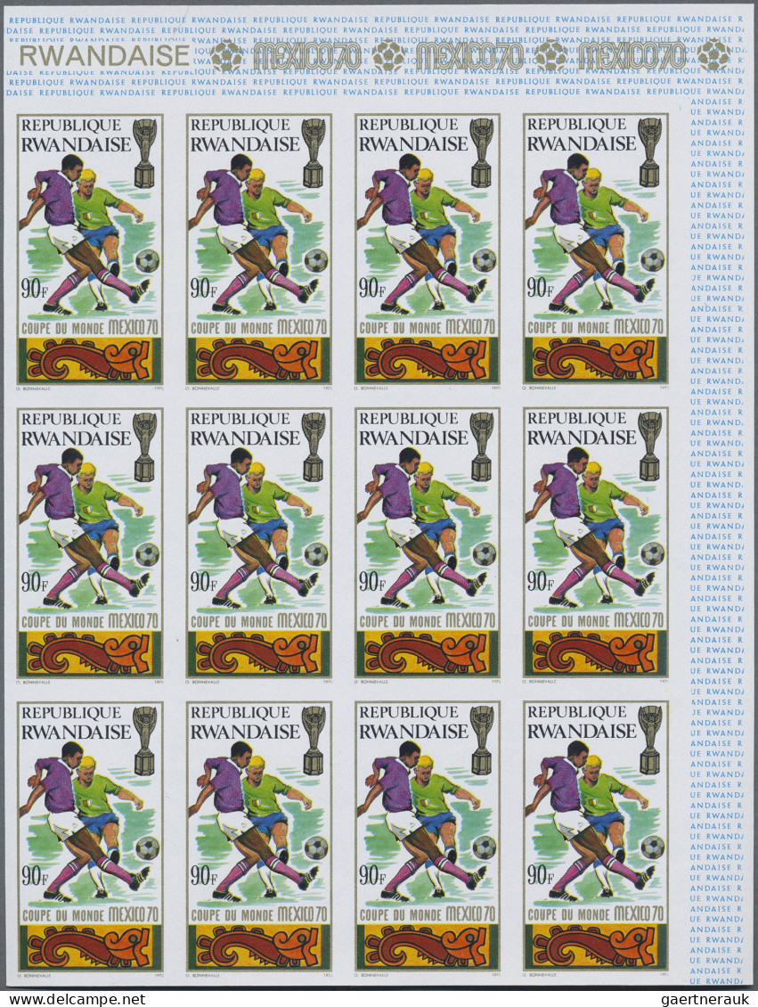 Ruanda: 1967/1975: Lot of 13,519 IMPERFORATE stamps, souvenir and miniature shee