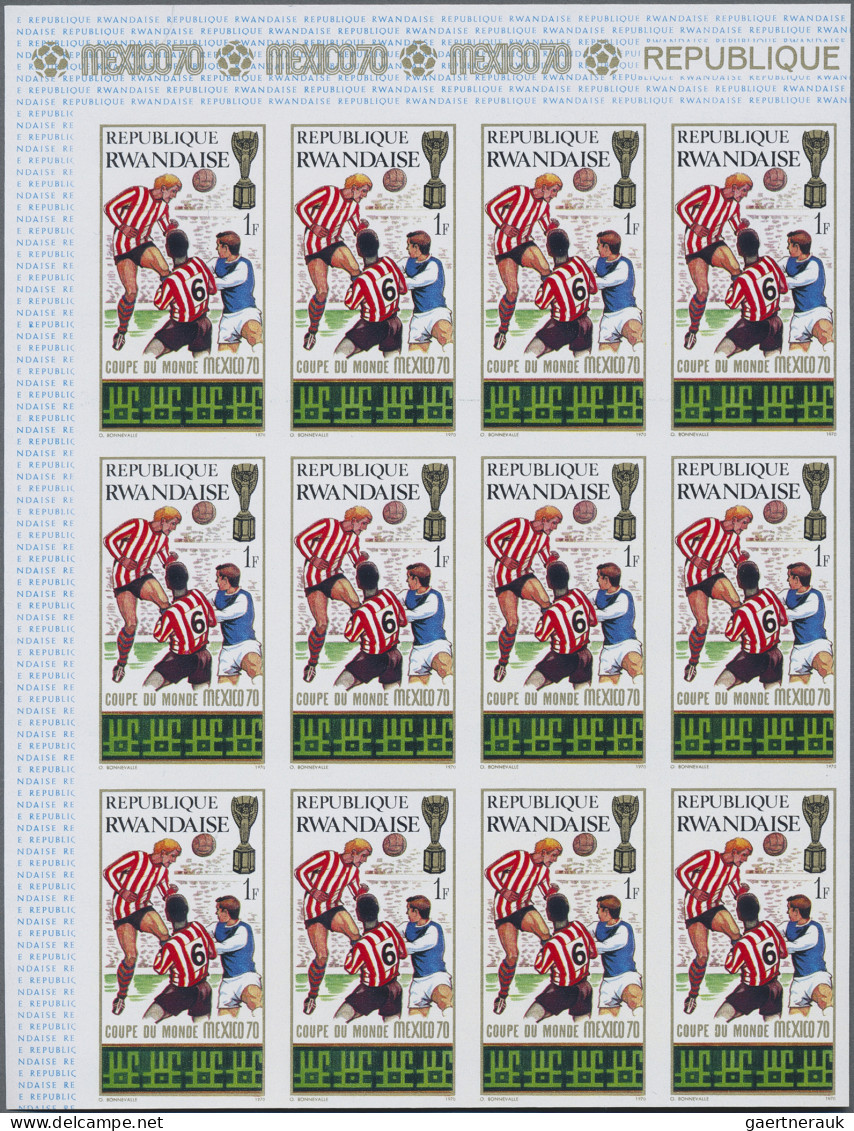 Ruanda: 1967/1975: Lot of 13,519 IMPERFORATE stamps, souvenir and miniature shee