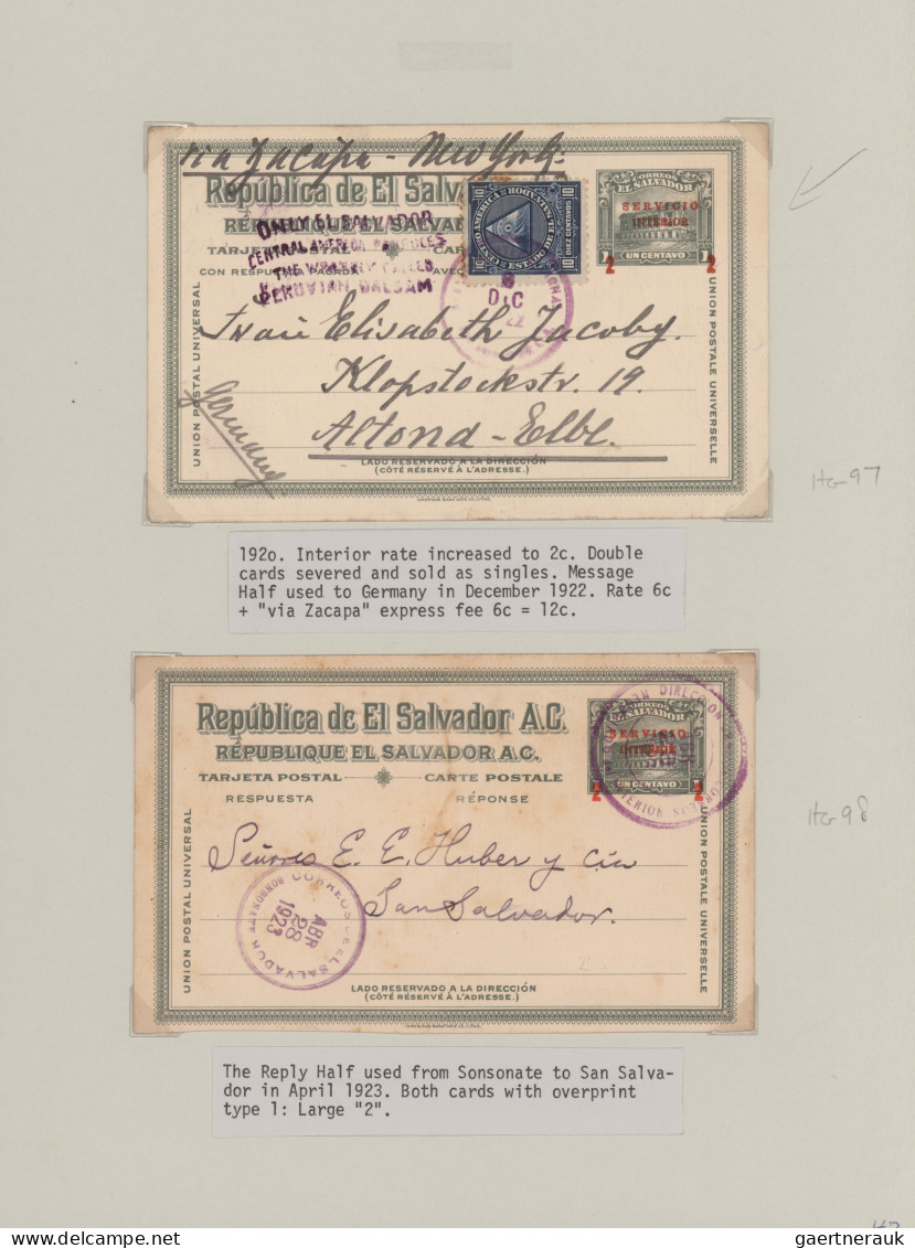 El Salvador - Postal Stationery: 1903/1923, Collection Of 44 Unused And Used Sta - El Salvador