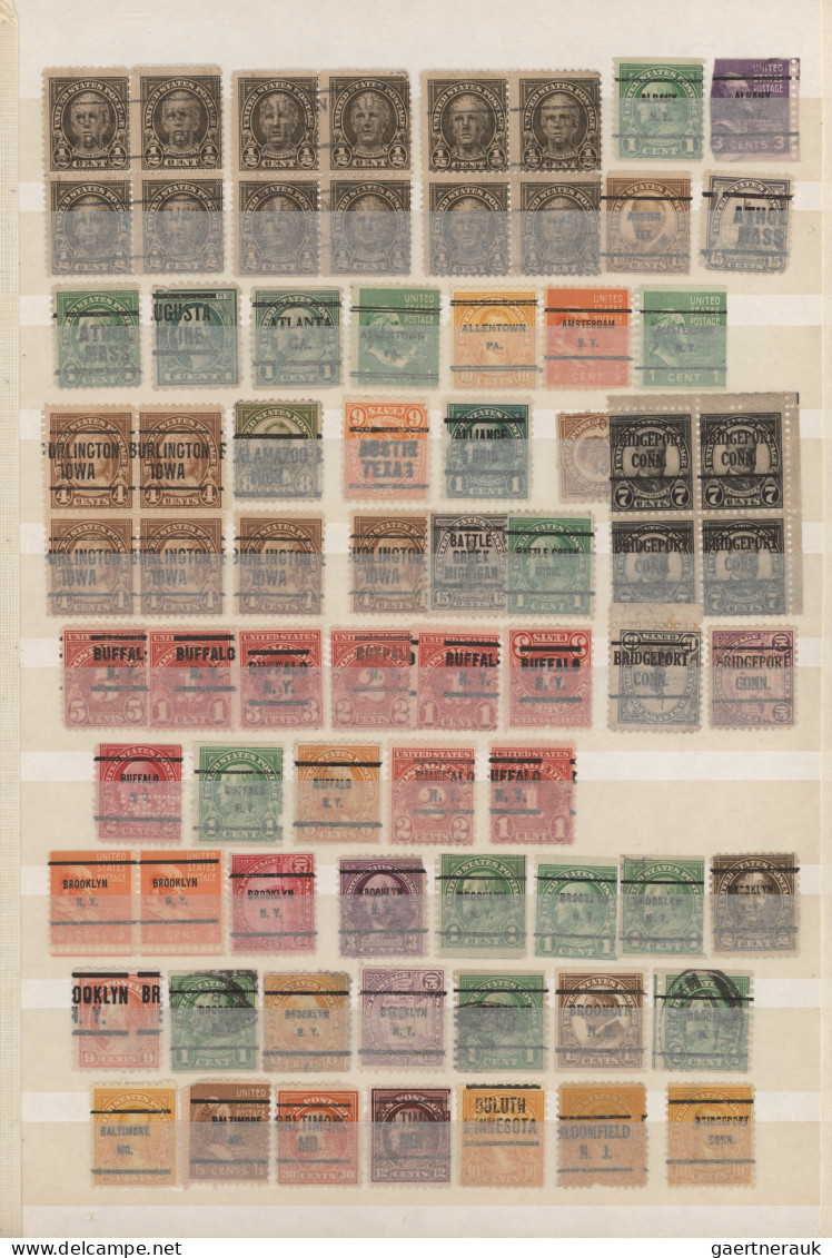 United States Of America: 1892-1930's (c.): About 1300 Stamps With Pre-cancellat - Vorausentwertungen