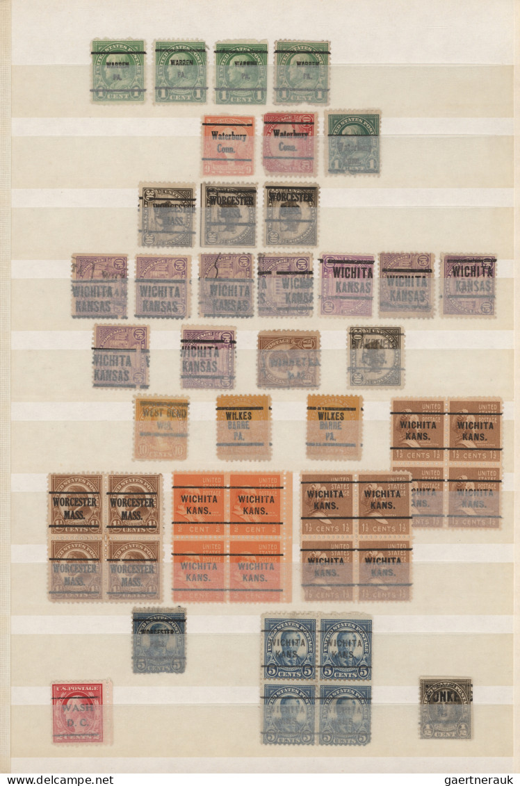 United States Of America: 1892-1930's (c.): About 1300 Stamps With Pre-cancellat - Vorausentwertungen
