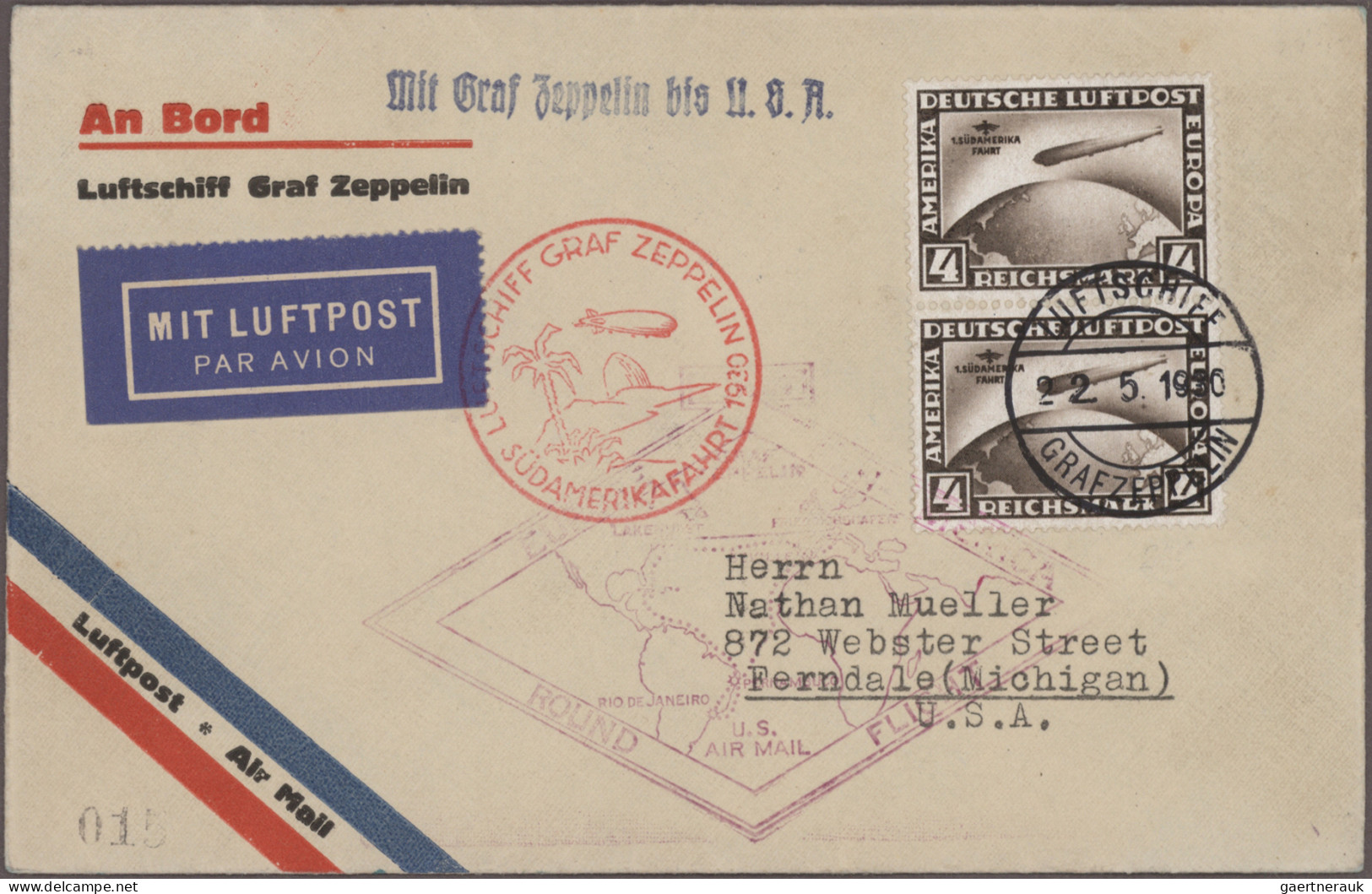 Zeppelin Mail - Germany: 1929/1939, Umfangreiche interessante Sammlung mit ca. 4