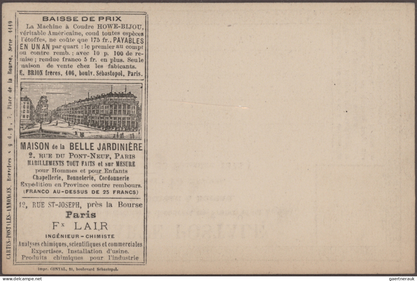 Thematics: Advertising Postal Stationery: 1873/1900 Ca., France, Interesting Col - Sonstige