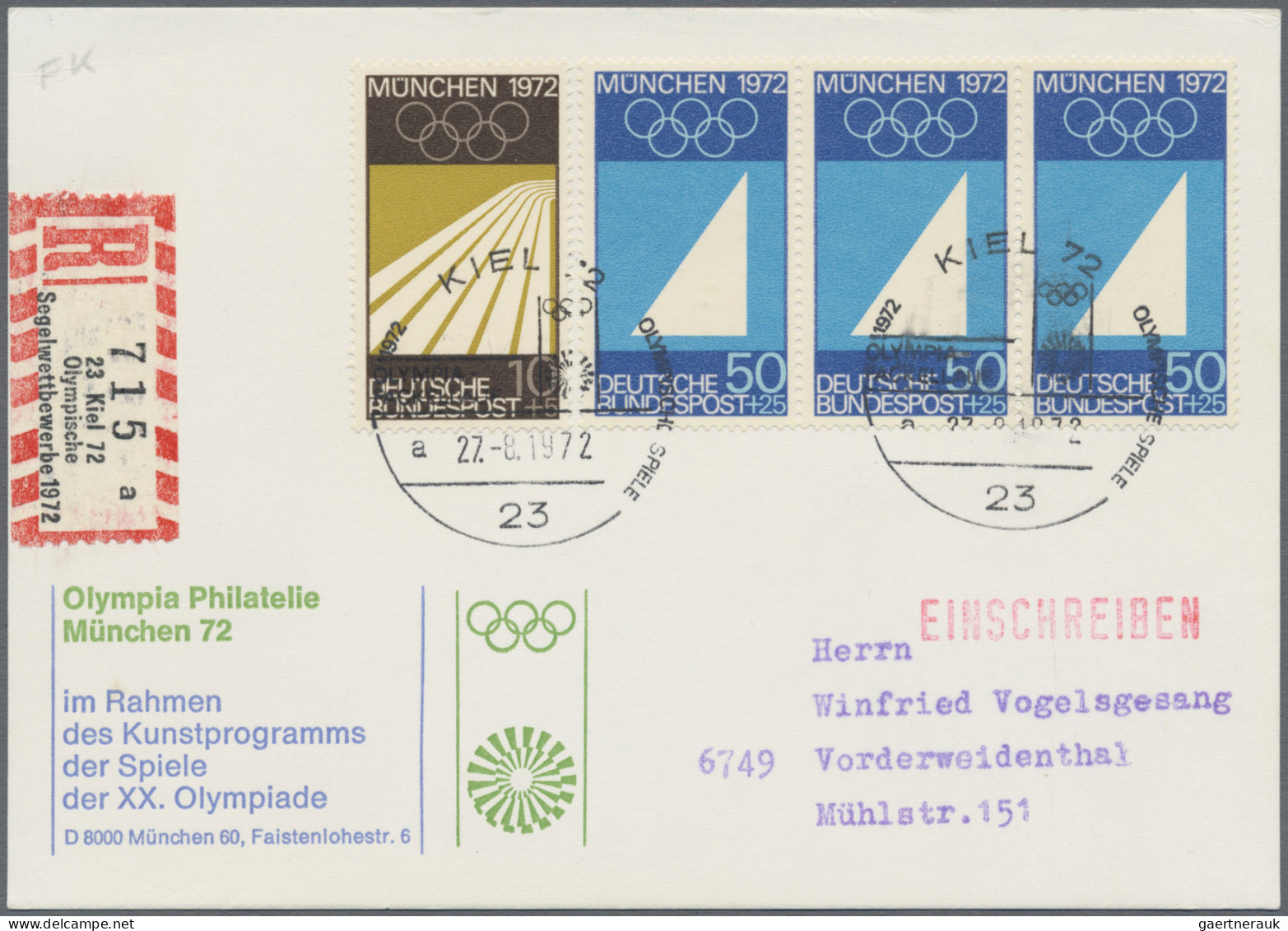 Thematics: Olympic Games: 1972, Olympische Spiele München, Partie Von 119 Briefe - Sonstige & Ohne Zuordnung