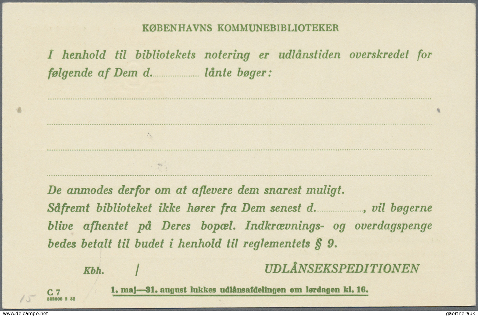 Denmark - Postal Stationery: 1931/1964, Postal Cards Of Copenhagen Library, Coll - Postal Stationery