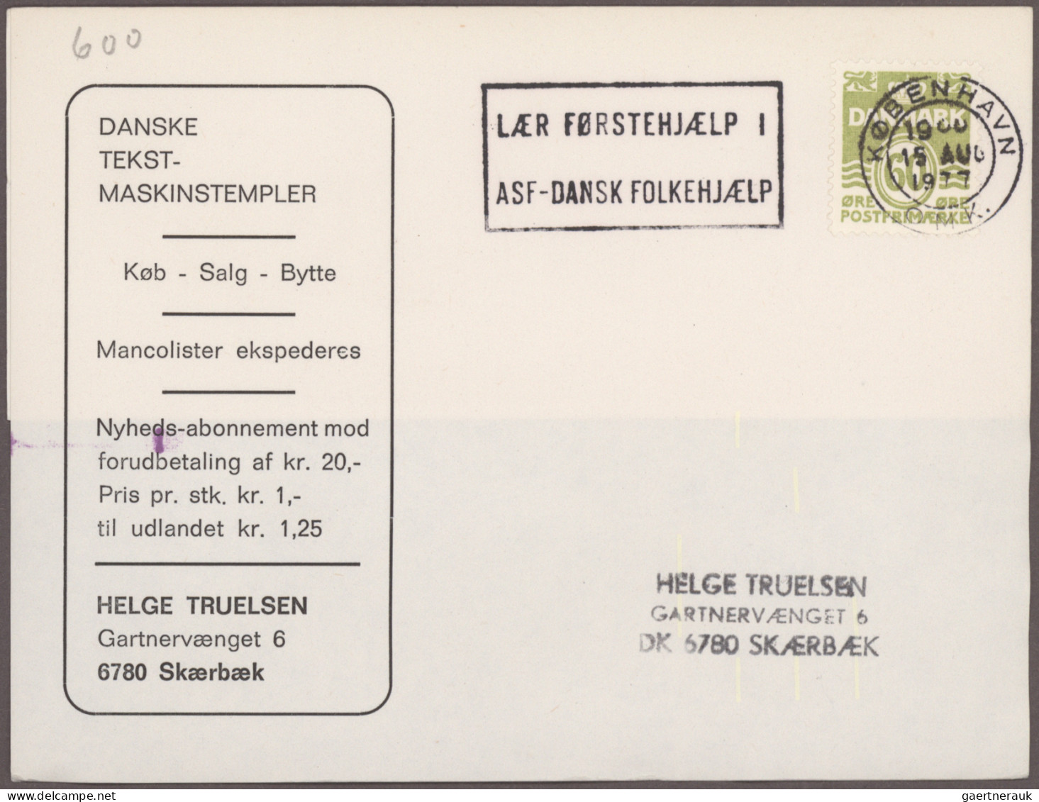 Denmark - post marks: 1975/1989 (ca.), SLOGAN MARKS, holding of 1000+ covers/car