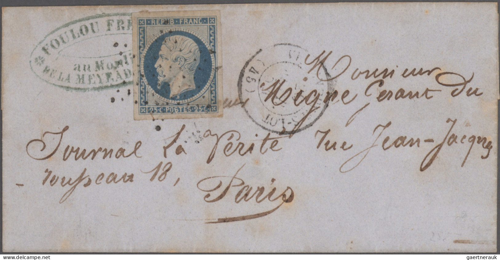 France: 1852/1874, Assortment Of Apprx. 188 Letters Bearing Frankings Ceres+Napo - Collections